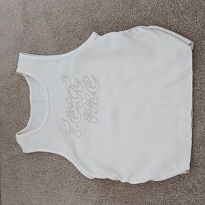 Aerie Cream Text Me Tank With Ruche Detail Size M